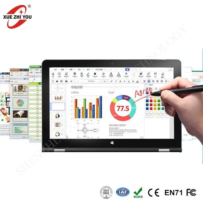 Double sistèm android fenèt 2 nan 1 PC 13 pous Tablet Laptop