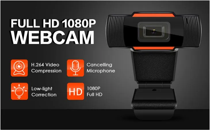 110 Degrees Wide-Angle 30fps HD 1080P Webcam USB Computer Camera
